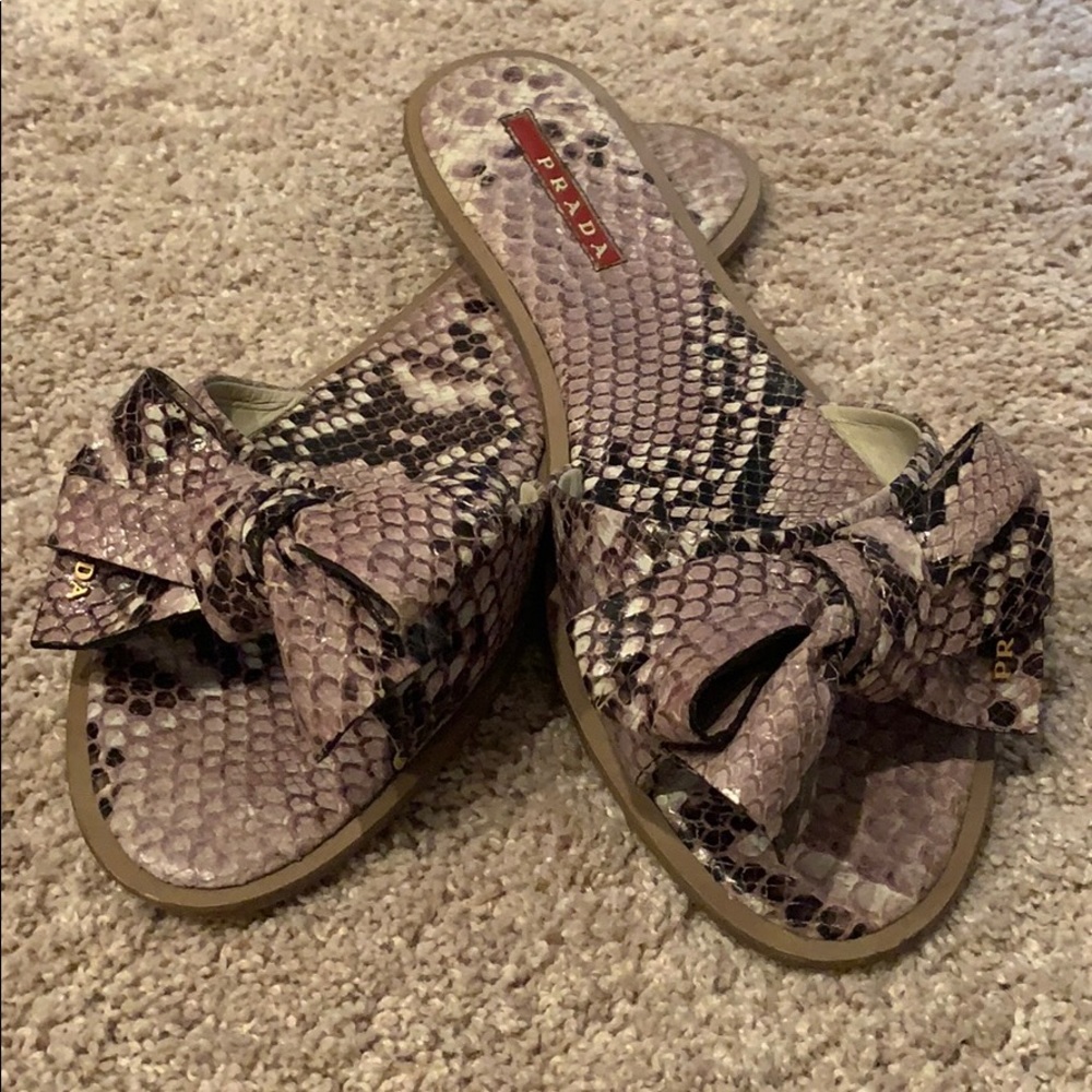 Snakeskin Prada Slides